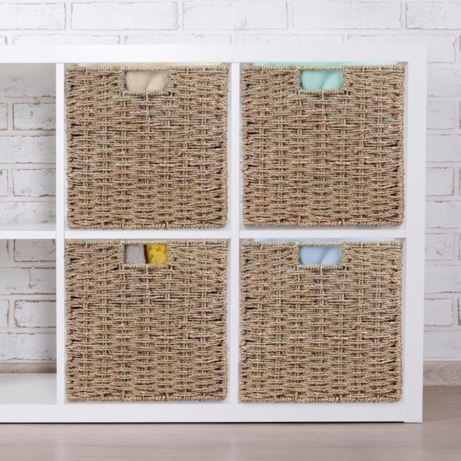 Dxoniislh 15 x cestini portaoggetti in alghe marine, multidimensione, fatti a mano, in rattan, cestini portaoggetti per la casa per la decorazione Dxoniislh 15 x cestini portaoggetti in alghe marine, multidimensione, fatti a mano, in rattan, cestini portaoggetti per la casa per la decorazione