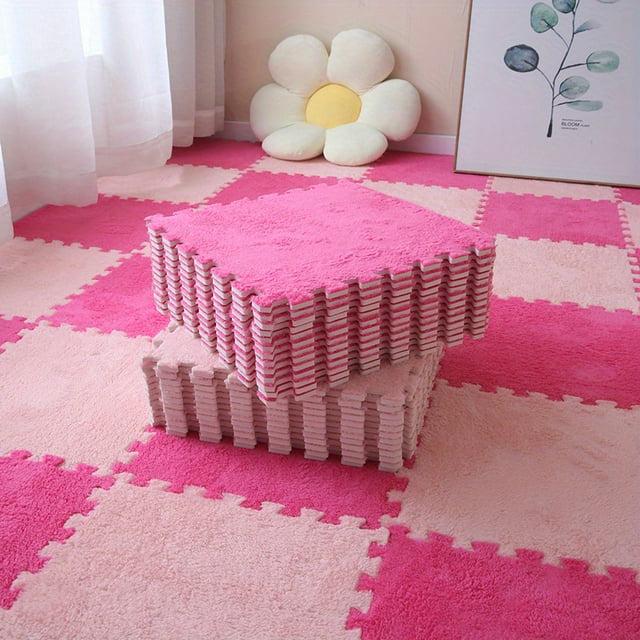 Carreaux Moquette Souples Emboîtables 9 Pièces - Tapis Mousse Pelucheuse 30x30x1cm Puzzle Sol Confort