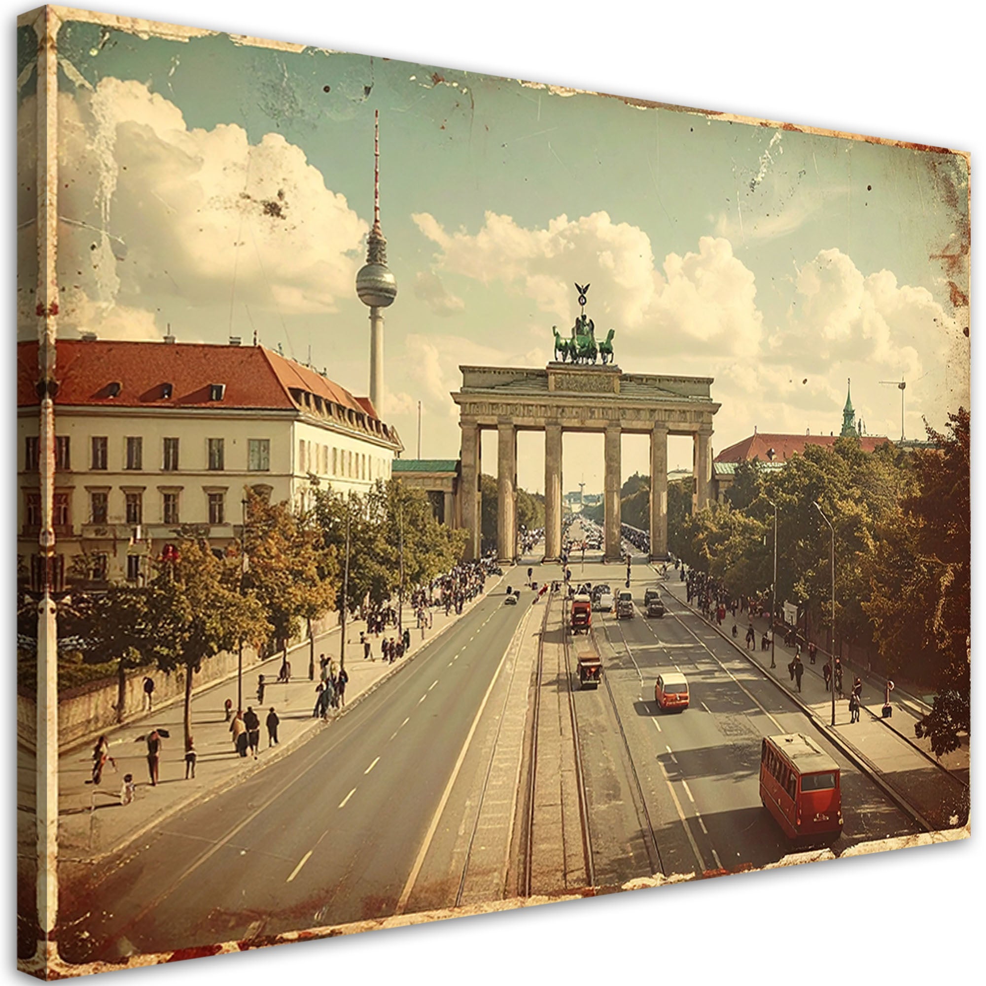 Obraz do salonu sypialni kuchni biura, Berlin Brama Branderburska w stylu vintage 100x70