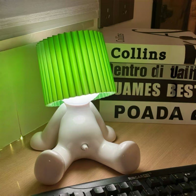 Anso Lampada Da Scrivania LED A Forma Di Omino Timido - Luce Notturna Touch In Plastica - Decorazione Casa Divertente - 3