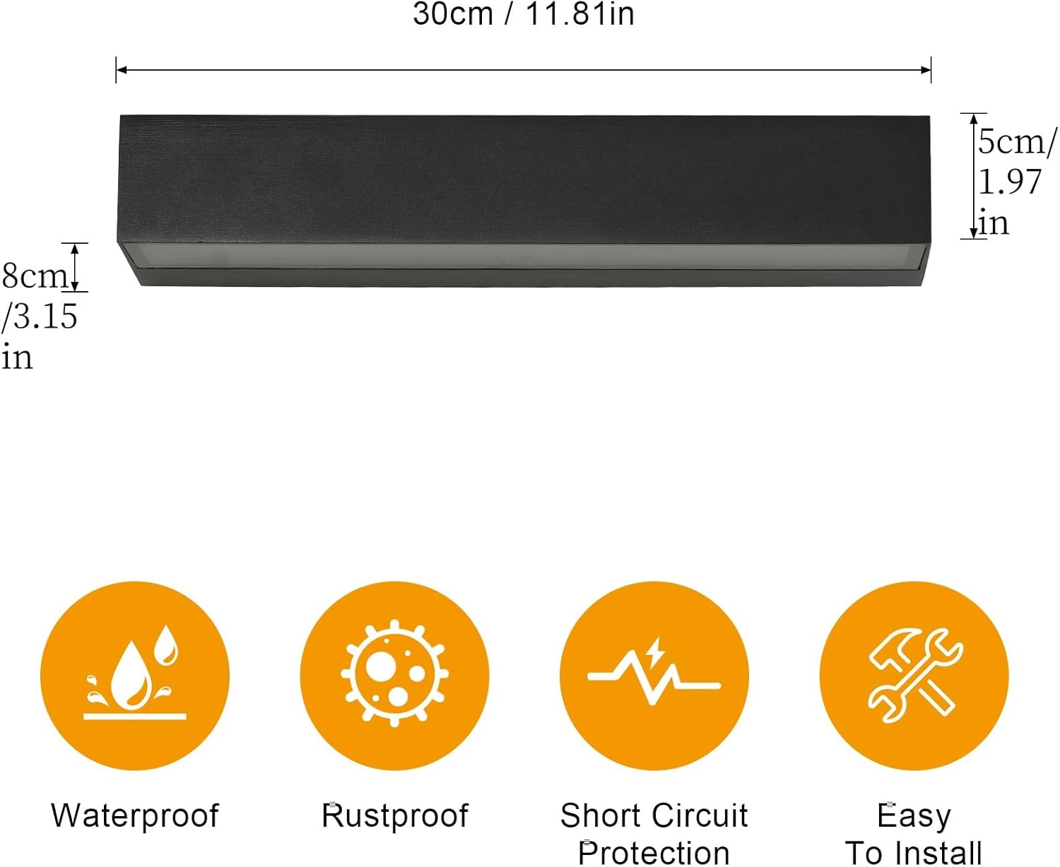 Comely Applique Murale Interieur/Exterieur, 6W Appliques Murales Exterieur LED IP65 Imperméable, Applique Murale Intérieure Noir Pour Salon, Coucher, Jardin, Garage, Lumière Blanche Chaude 3000K