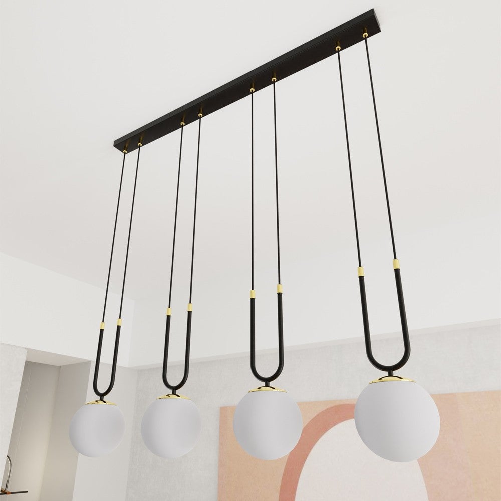 Lampa sufitowa Megan 4 światła z czarnym owalnym kablem wiszącym i szklaną kulą 4xE14 - 5