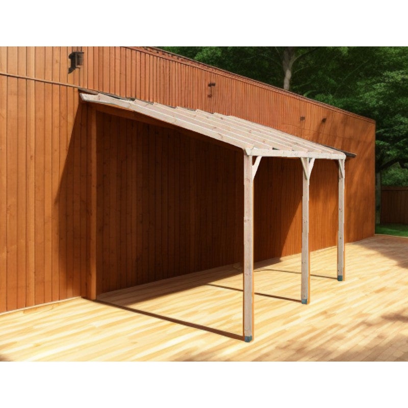 Habrita - Carport mural pergola adossable autoclavé sans couverture surface 15 m2 - CAR3050AM Habrita Foresta - 4