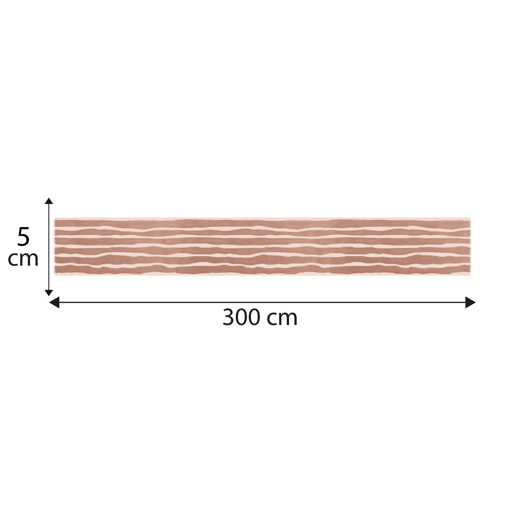 Friso decorativo adhesivo, líneas horizontales, dibujado, beige rosa, 5 cm x 300 cm - 5