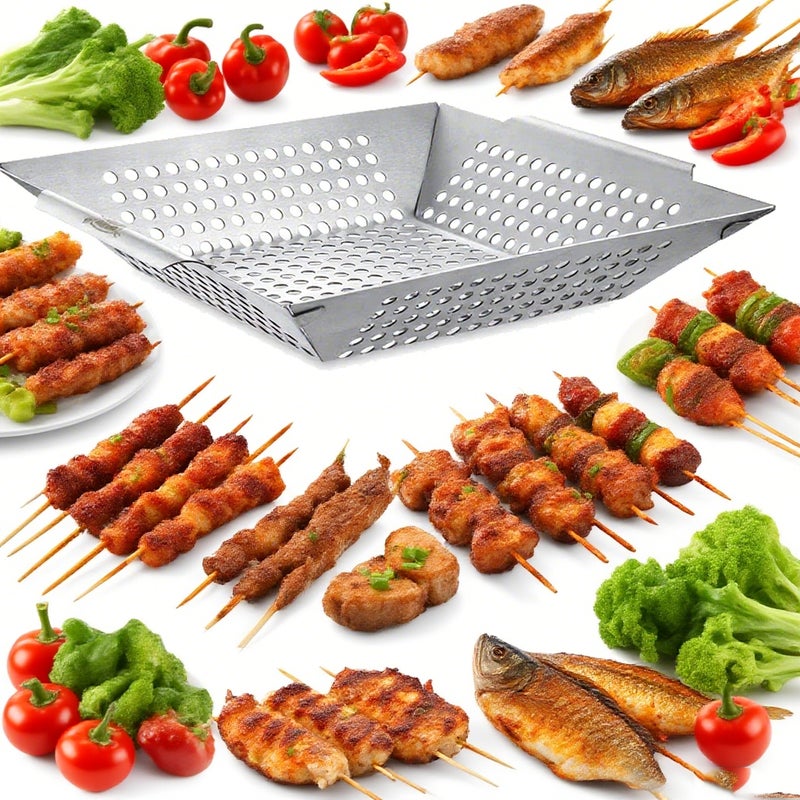 Kosz do grillowania, przenośny uchwyt, idealny do ryb, niezbędny na grilla, duży rozmiar