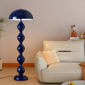 Lampada da terra design nordico blu cobalto e base parabolica, attacco E27 per soggiorno, sala da pranzo, camera da letto. | Leroy Merlin