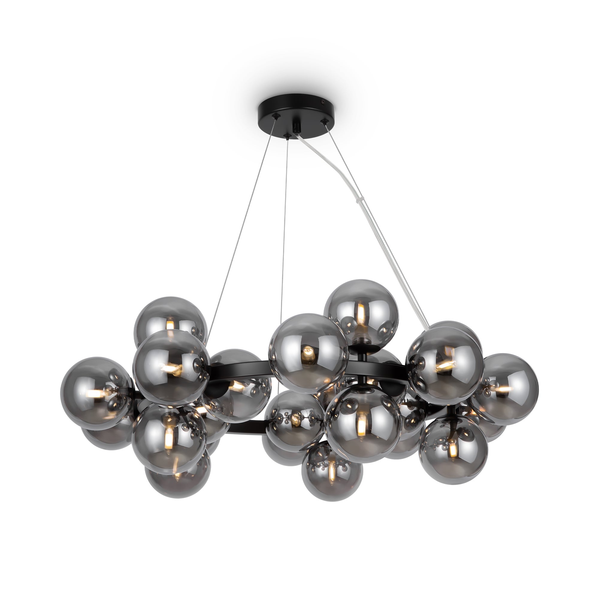 Lampe à Suspension Oto Vistosi En Verre Rayé Et Cristal Avec Cadre Blanc Brillant