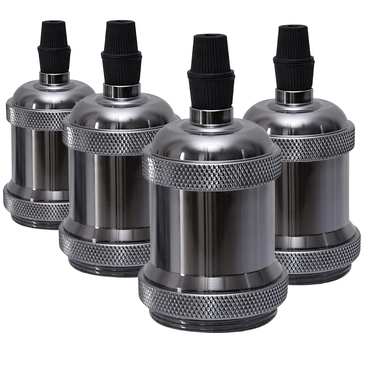 Sztuki oprawek na żarówki E27 w stylu vintage z adapterem spiralnym, 110-220 V, do żyrandola, lampy wiszącej i lampy sufitowej, kolor czarny