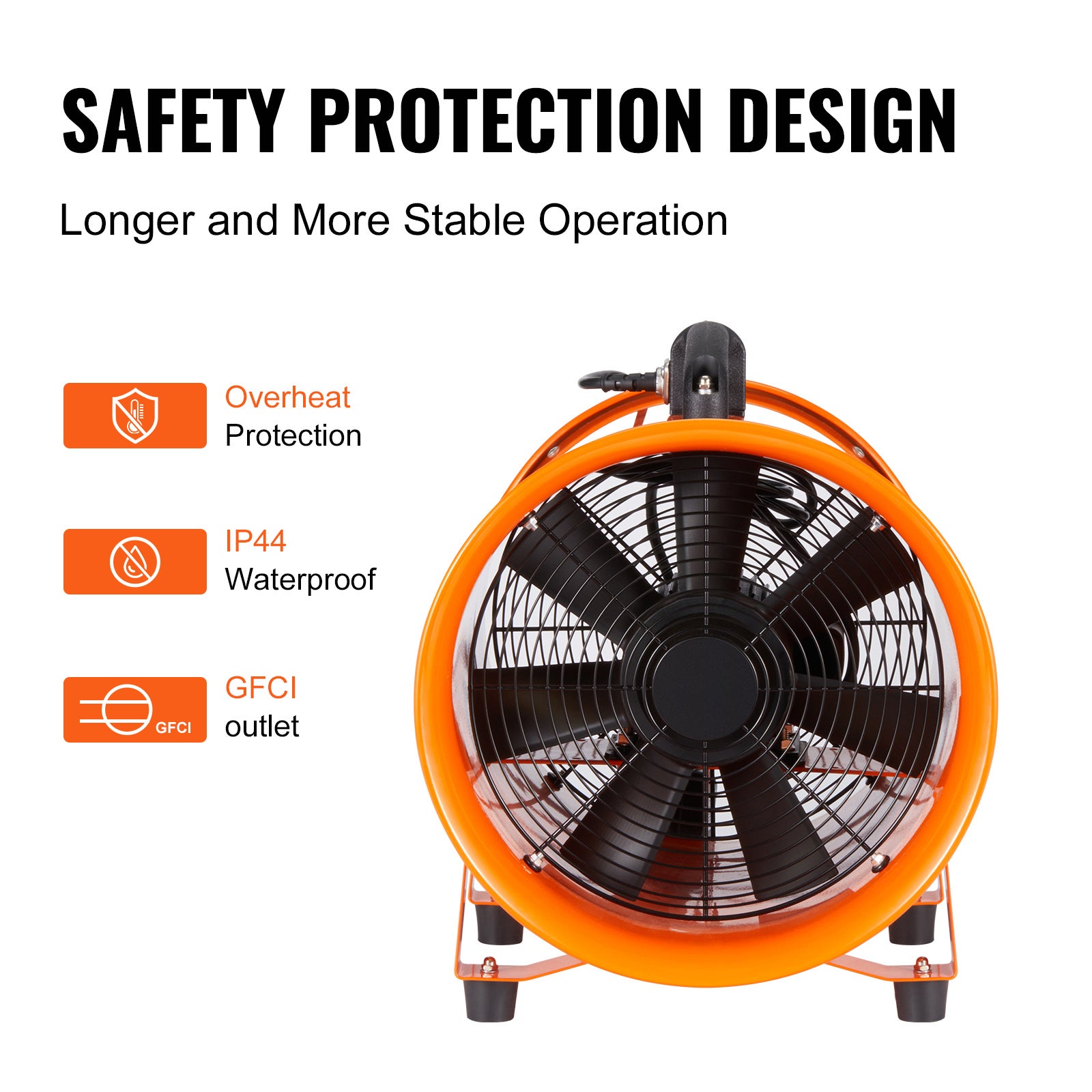 Ventilateur portatif 203,2 mm, tuyau 5 m, extraction 145 W 1020 CFM, ventilateur industriel pour élimination de poussière et fumée SucceBuy - 7