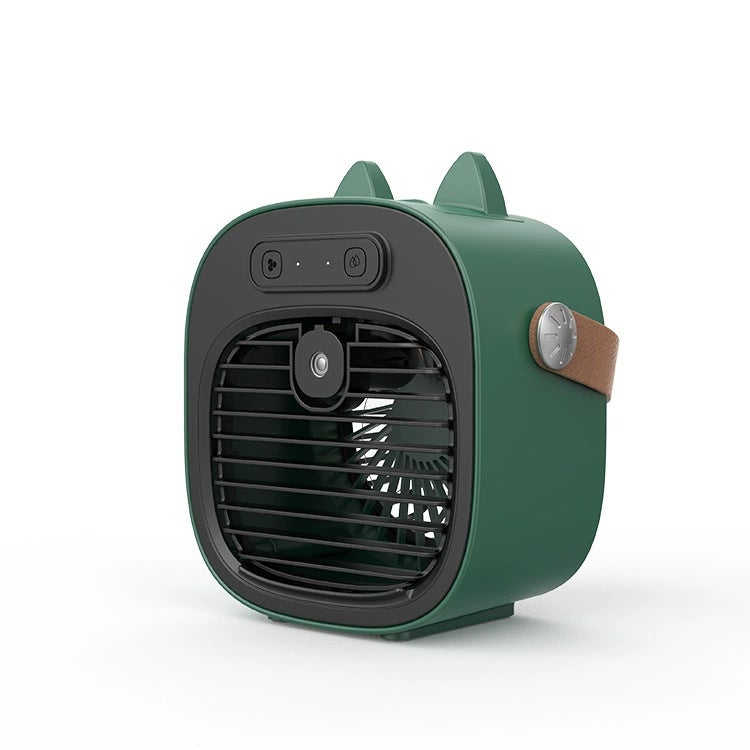 Przenośny wentylator, klimatyzator, 3 prędkości, ładowany przez USB, do akademików, na kemping i do biur, 7,36 cala, zielony, 4000 mAh