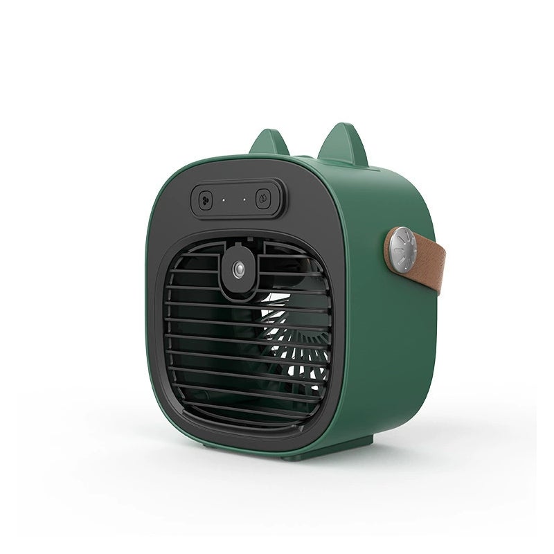 Przenośny wentylator, klimatyzator, 3 prędkości, ładowany przez USB, do akademików, na kemping i do biur, 7,36 cala, zielony, 4000 mAh