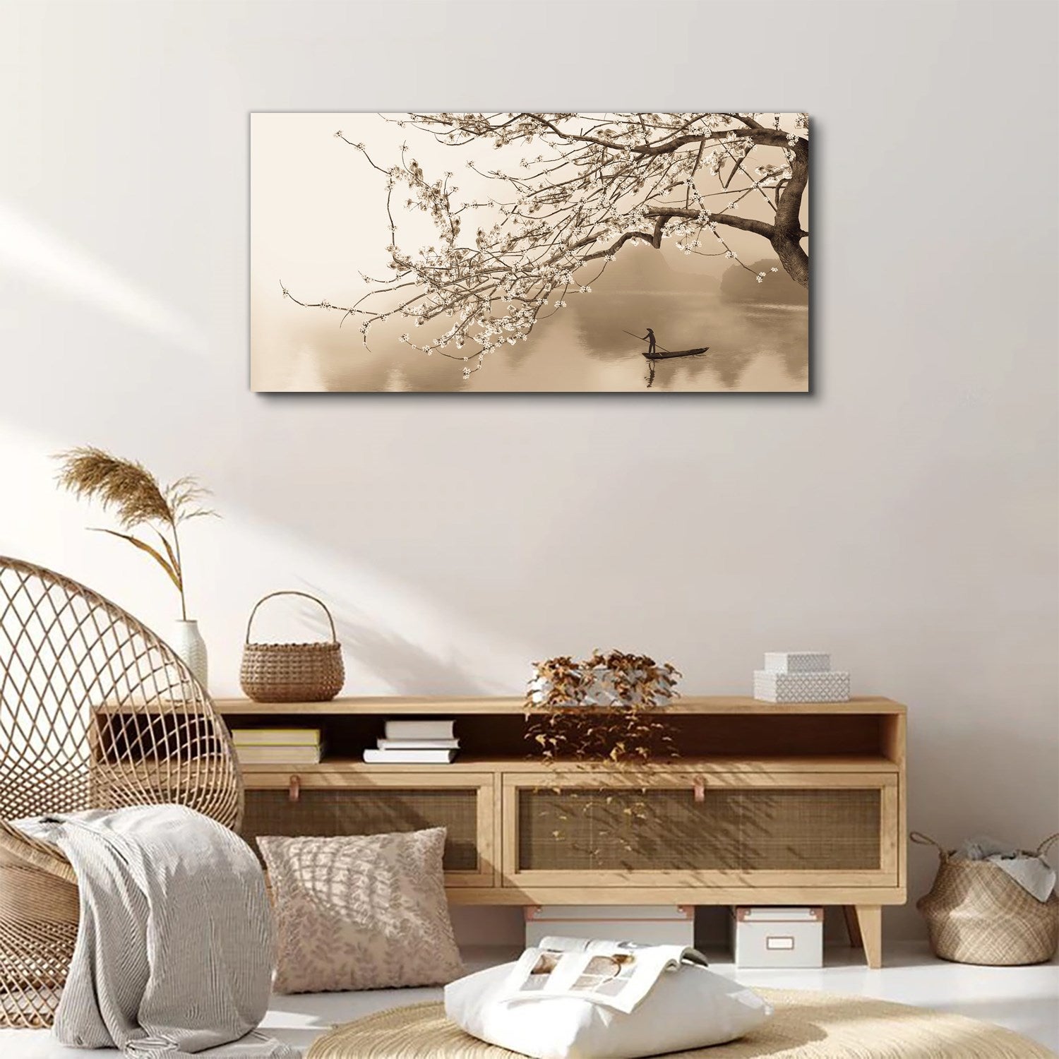 Druk na Płótnie 100x50 cm Tulup – Obraz do Dekoracji Ściennej Salon i Sypialnia – Kwiaty wiśni - 3