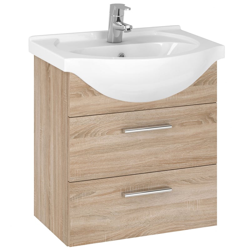 Zestaw 50 cm szafka dąb sonoma z umywalką ceramiczną