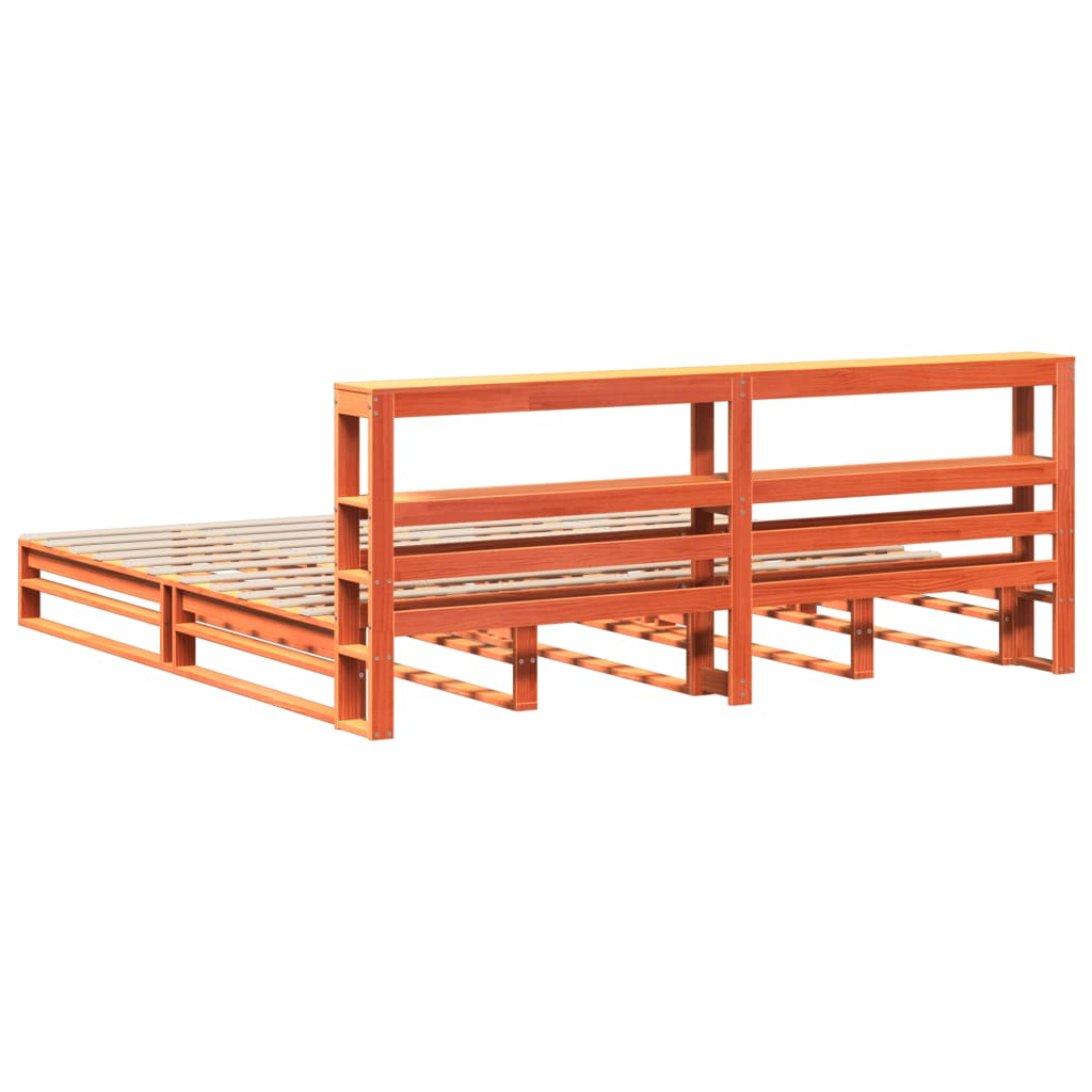 Cadre de lit sans matelas cire marron 180 x 200 cm bois de pin massif - 9