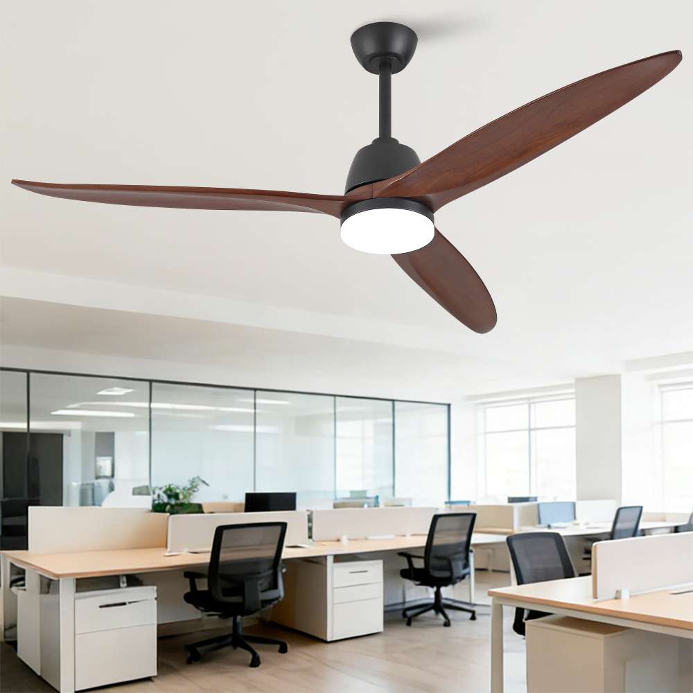 Ventilateur de plafond moderne de 106 cm en bois naturel, moteur DC silencieux, bruit inférieur à 35 dB, installation au plafond, pour salon - 5