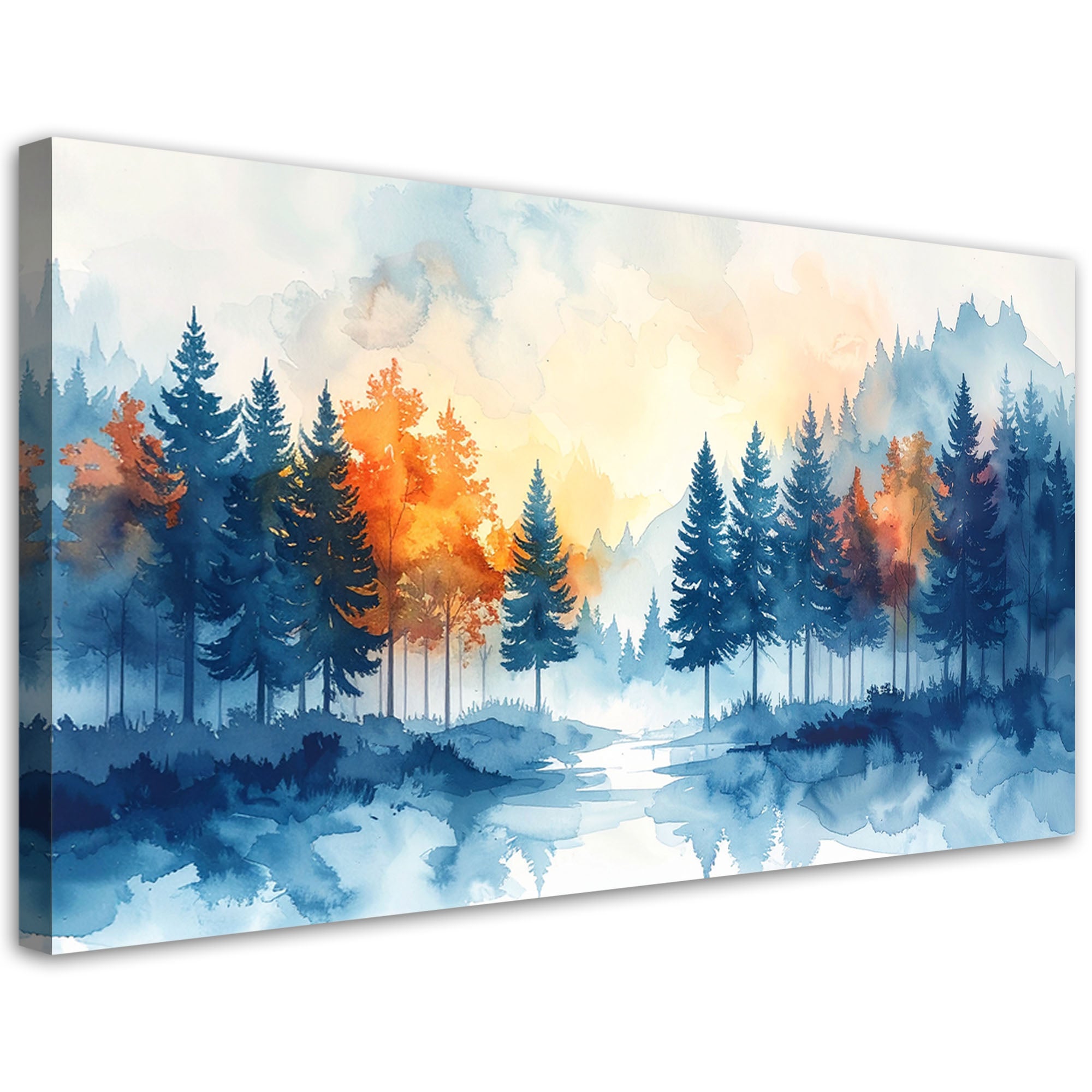 Obraz do salonu sypialni, Mglisty Las Akwarelowy Krajobraz Natury 120x60