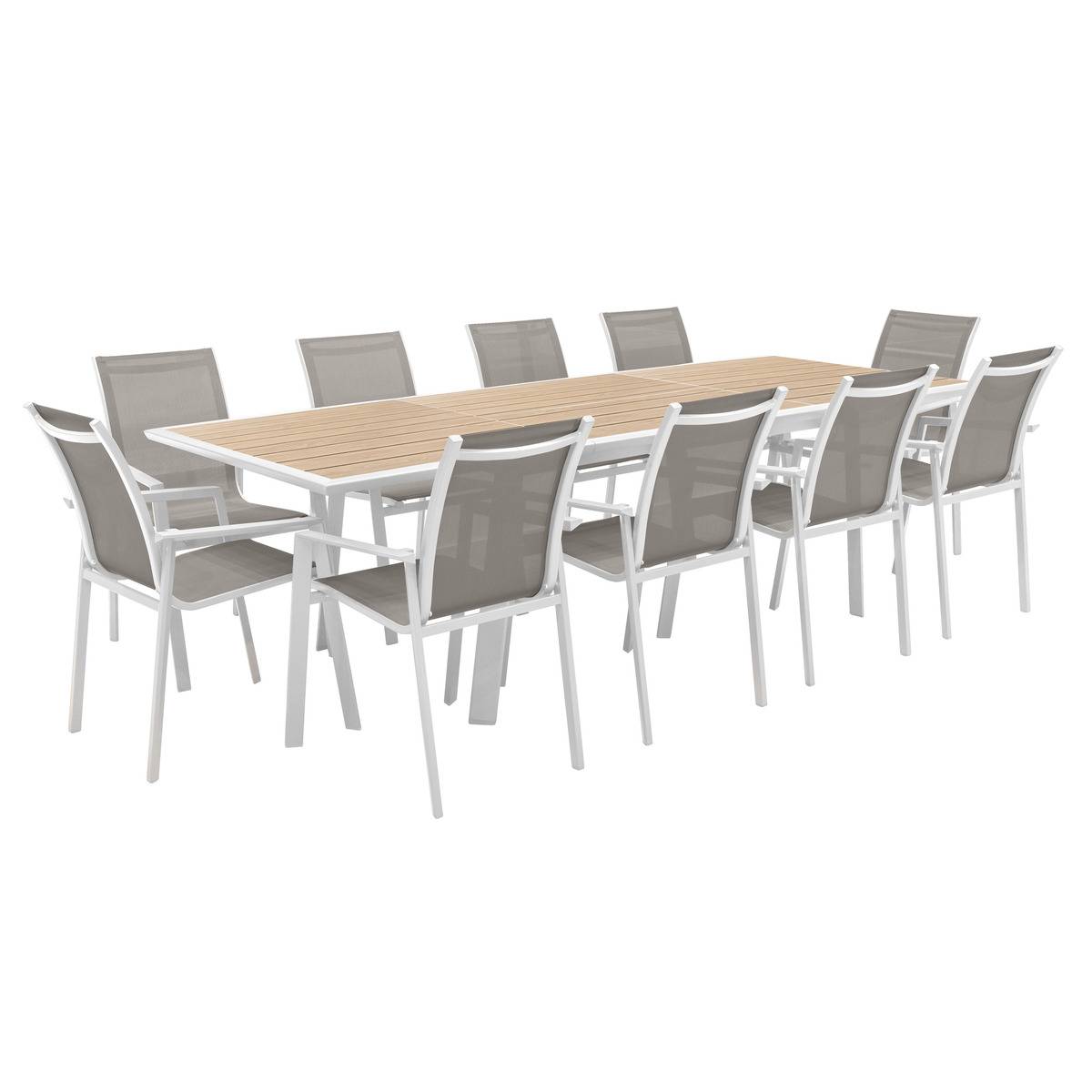 Table de jardin extensible rectangulaire en Aluminium Blanc 10 places - 3
