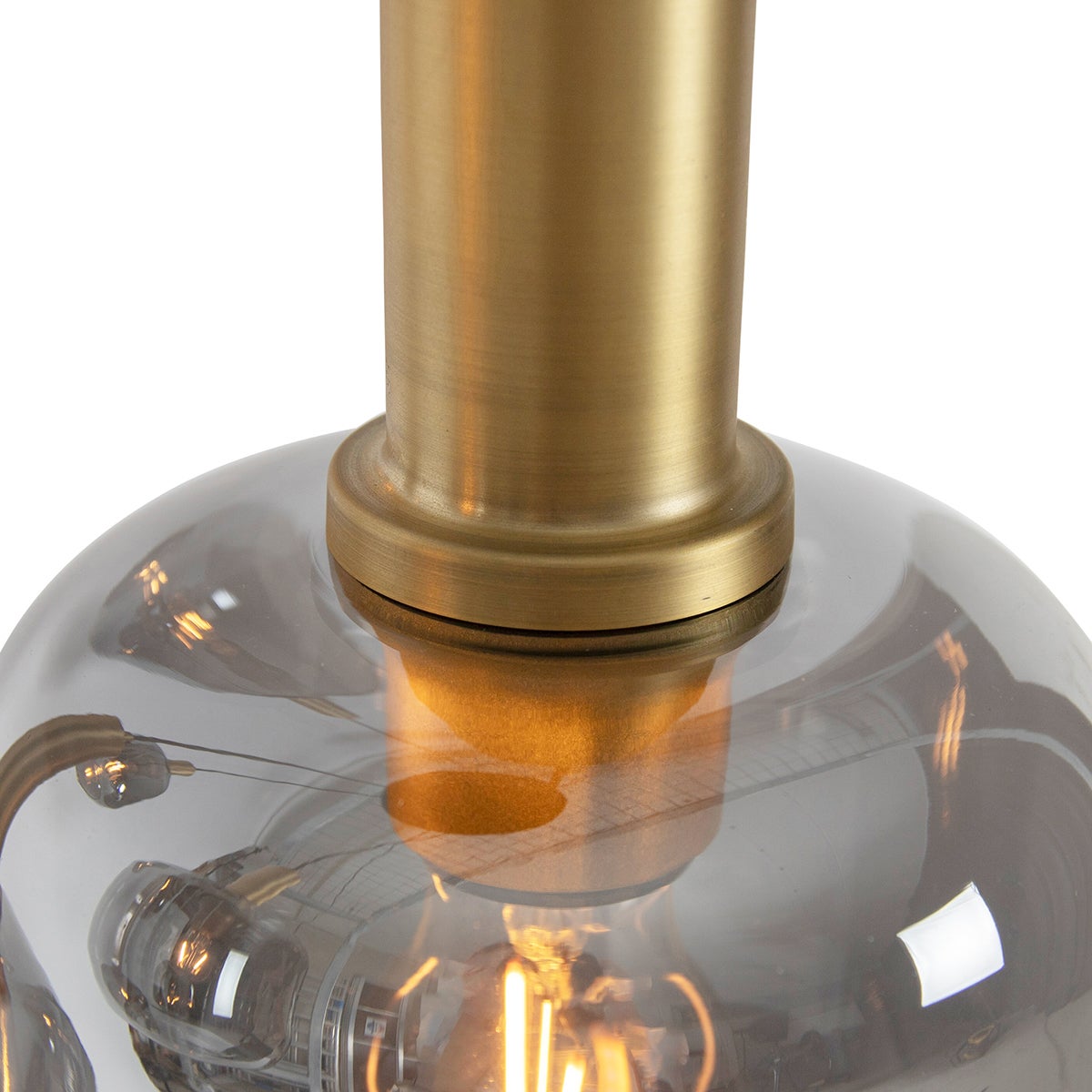 Qazqa art deco lampe suspendue pour table à manger - Zuzanna - noir et fumé, rond, max. 40w, e27, à 5 lumières, 66cm, idéal pour - 5