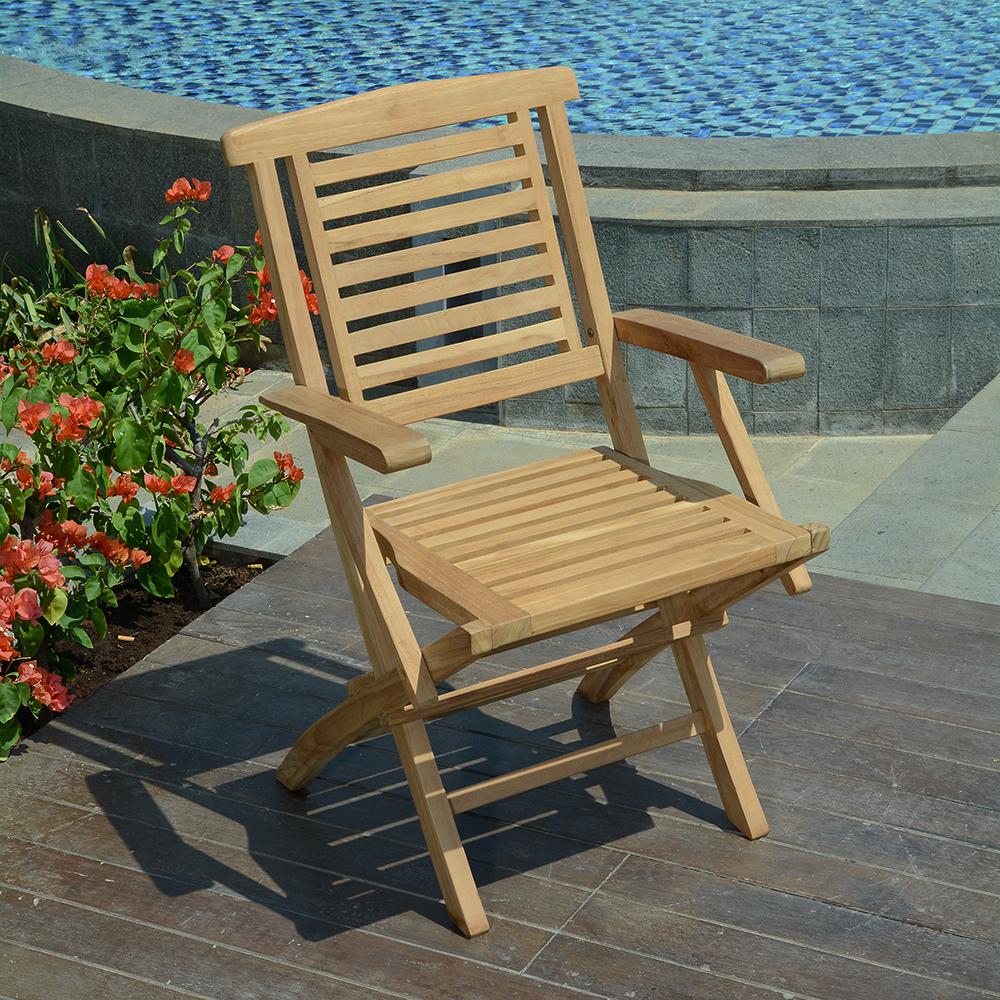 Fauteuils de jardin pliants en teck massif Barbade (lot de 2) - 3