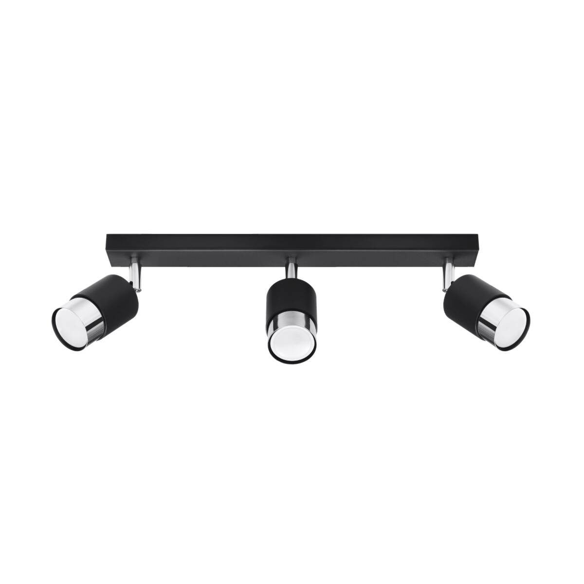 Lampa sufitowa wisząca Nero czarna-chromowana 3xGU10x10W wym: 18 x 5 x 45 cm metal Sollux Lighting