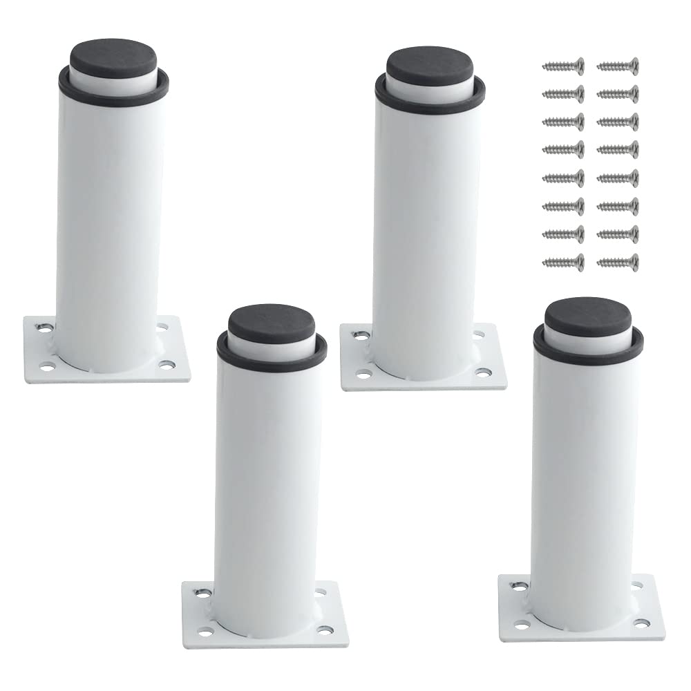 Zestaw 4 wytrzymałych, metalowych, regulowanych nóżek do mebli, do stołu, łóżka, sofy (120 mm-180 mm, białe)