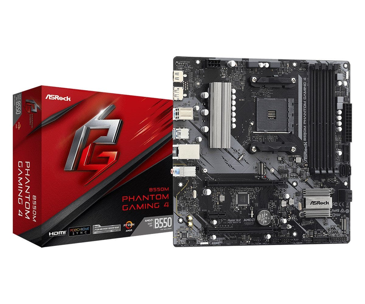 ASRock B550M Phantom Gaming 4 - Motherboard - micro ATX - Socket AM4 ...