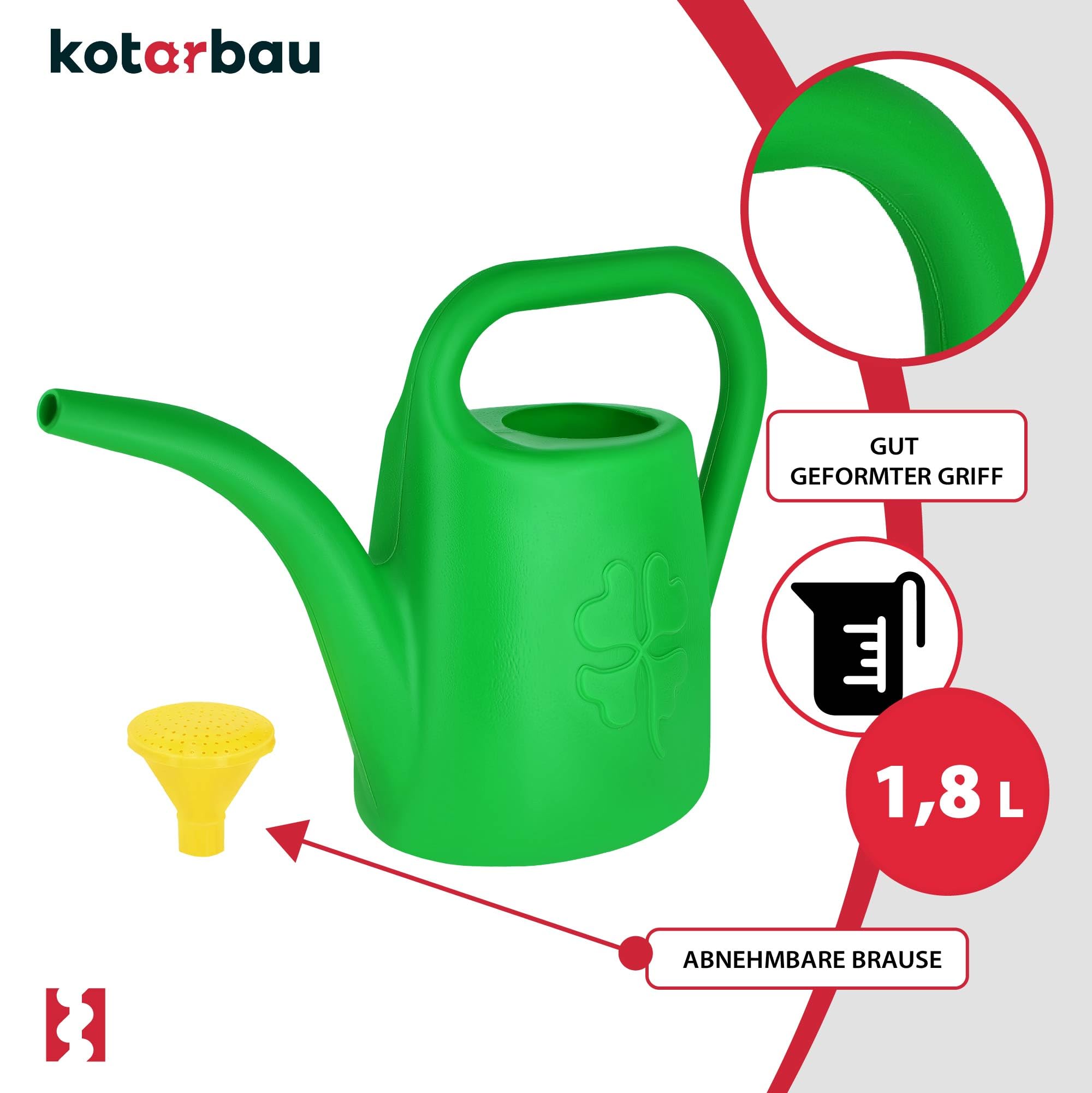 Konewka Ogrodowa Plastikowa - 1,8 L - Konewka do Ogrodu z Sitkiem - Podlewanie Roślin - Zielona KOTARBAU - 8