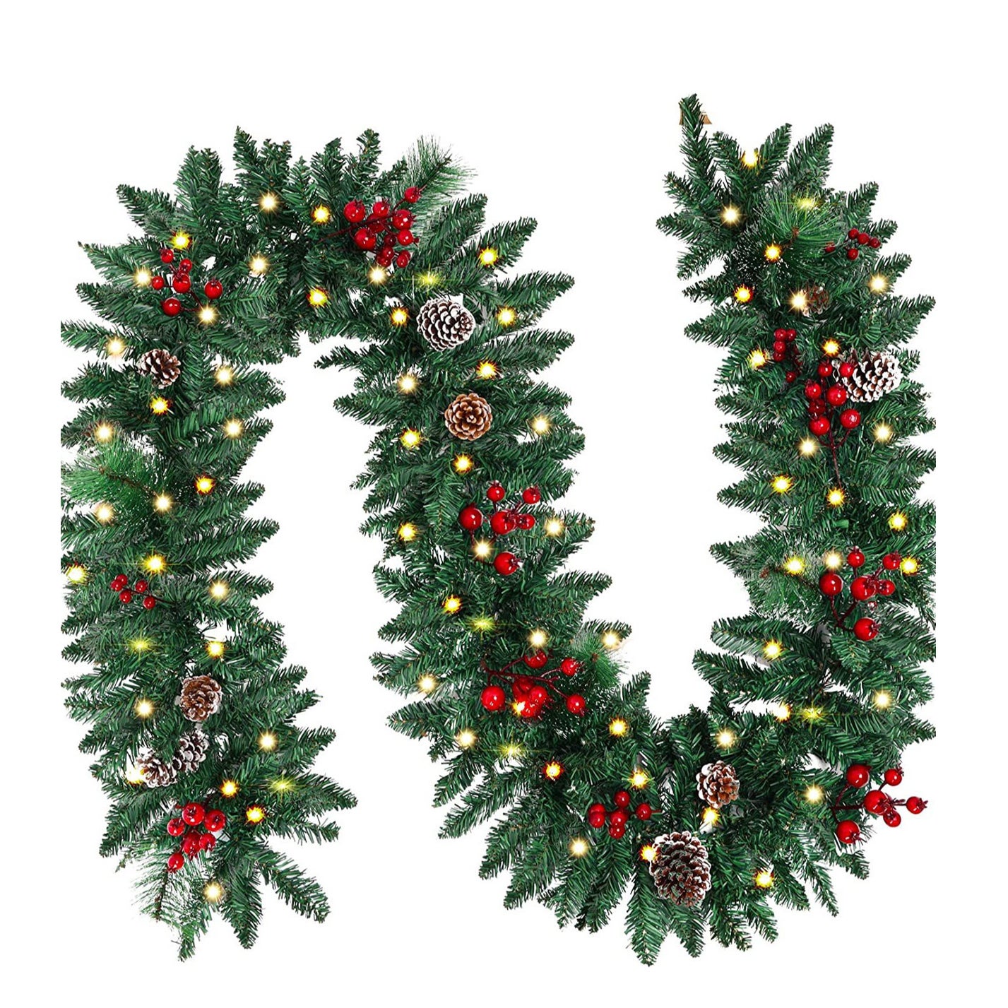Ghirlanda natalizia artificiale, 1,8 m, verde, decorata con pigne, collezione natalizia per esterni, interni, camino e feste | Leroy Merlin