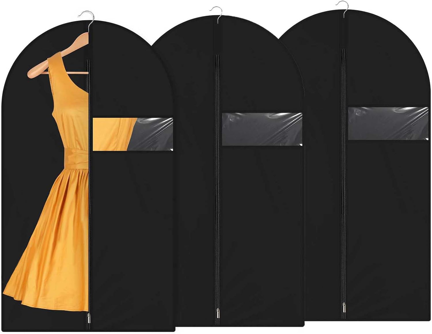 wiszące pokrowce na ubrania 60x120 cm, pyłoszczelny pokrowiec ochronny na ubrania z zamkiem błyskawicznym, wodoodporny, do przechowywania ubrań (czarn