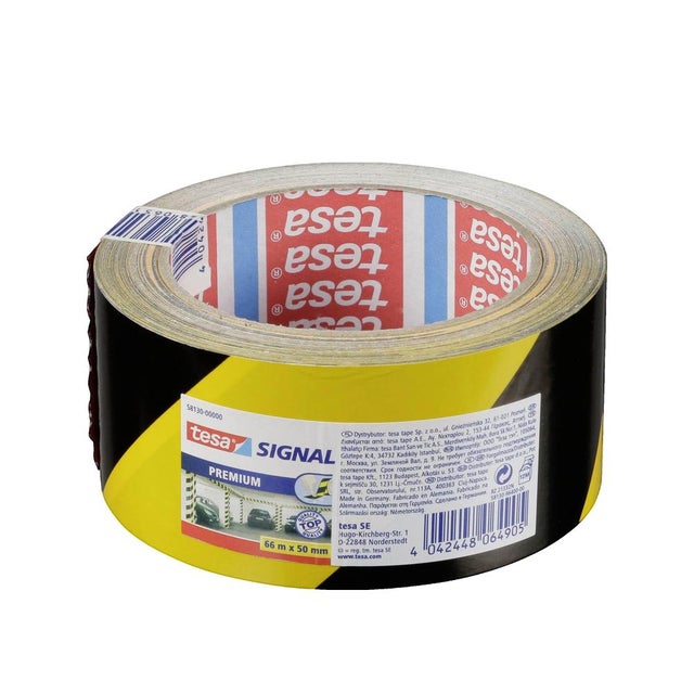 Bande adhésive de marquage tesa® SIGNAL tesa 58130-00000-01 jaune, noir (L x l) 66 m x 50 mm caoutchouc 1 pc(s)