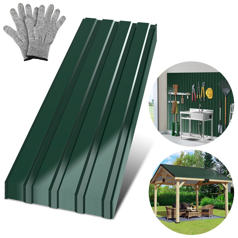Chapas metálicas para revestimiento, chapa trapezoidal lote de 12 chapas chapa, 115 x 45 cm verde