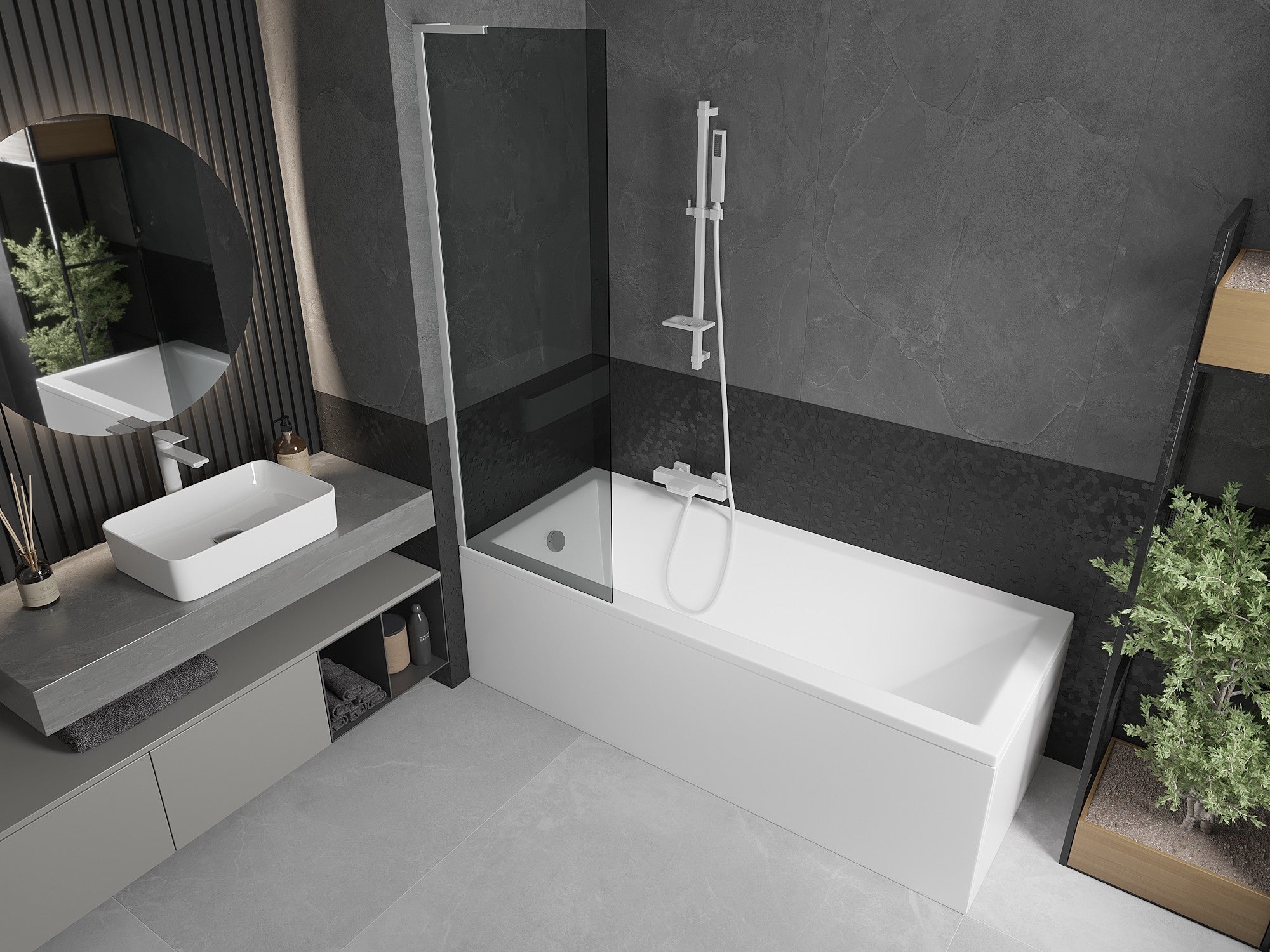 AICA écran de baignoire 40x130cm pare-baignoire fixé en 5mm verre anticalcaire