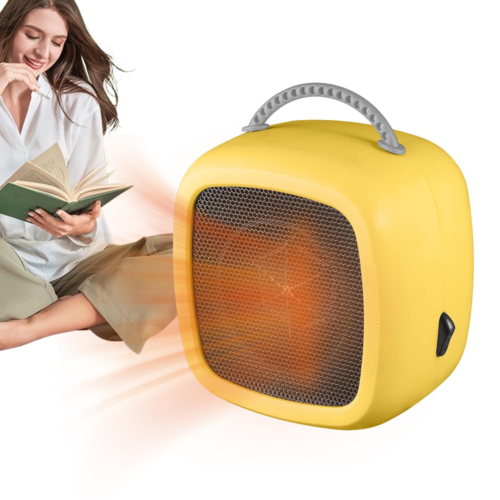 Termowentylator elektryczny, mini grzejnik elektryczny z trybem ogrzewania, ogrzewanie dodatkowe, 3 tryby, zabezpieczenie przed przegrzaniem, żółty