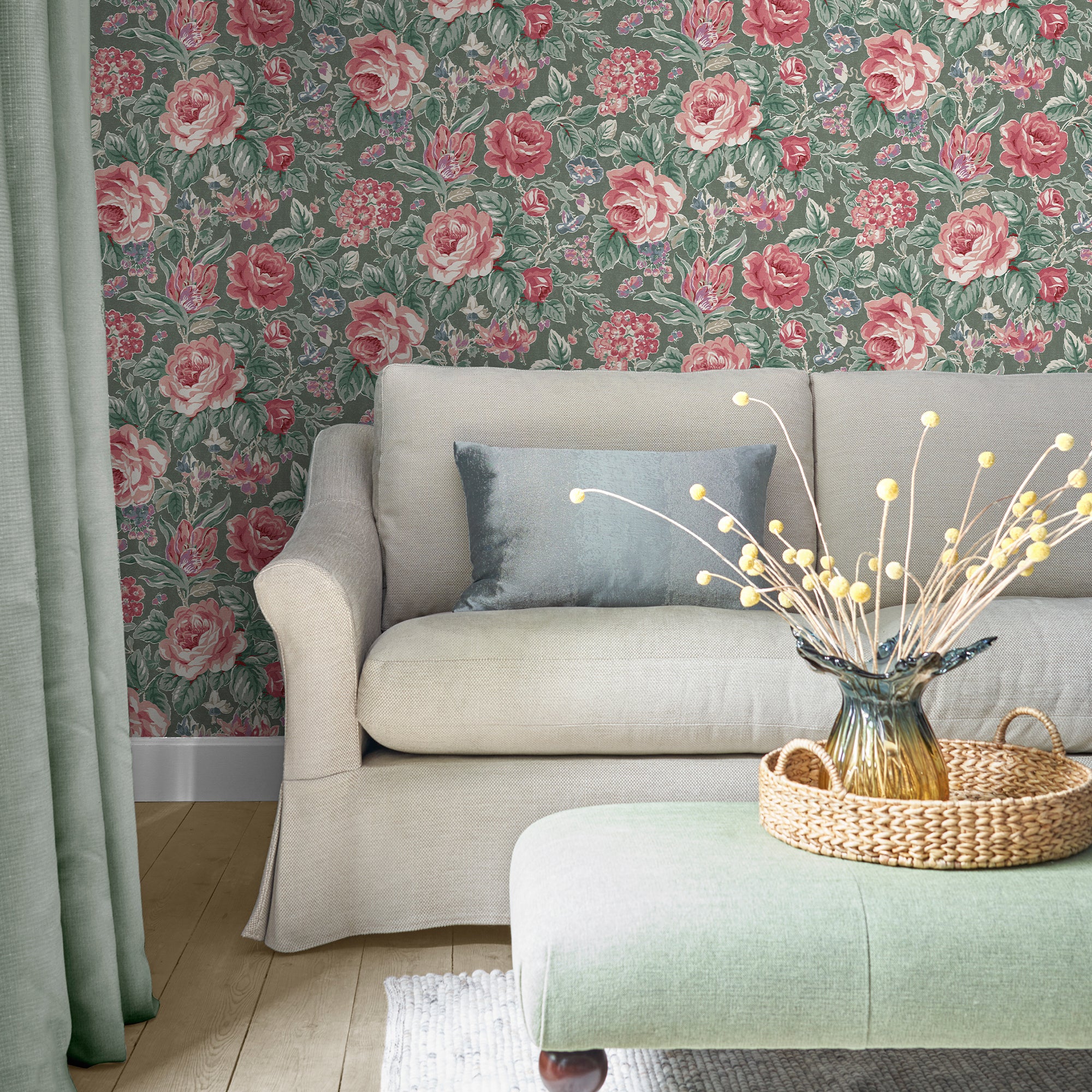 Laura Ashley Tapeta filzelinowa WILD ROSES 10 m x 52 cm