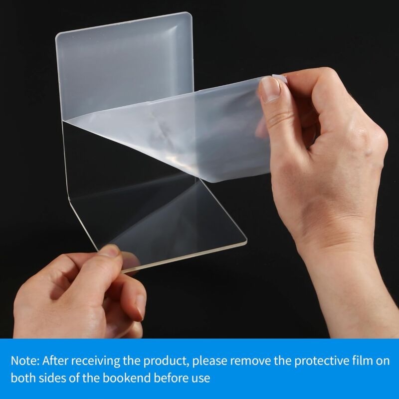 Lot de 6 Serre-Livres en Acrylique Transparent,Transparent Antidérapant Cale Livre avec Autocollants antidérapants - 3