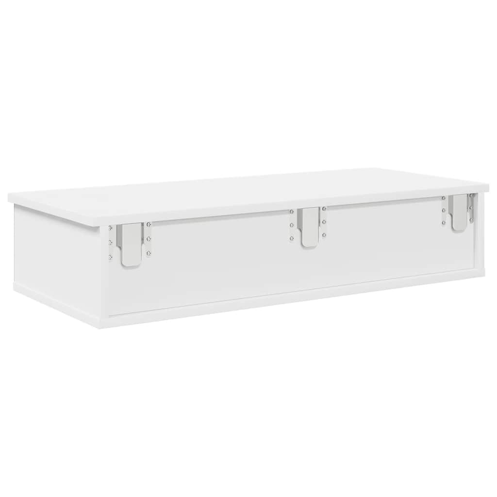 Étagère murale - Étagère flottante avec tiroirs blanc 80x31x17 cm bois d'ingénierie em107 - 6