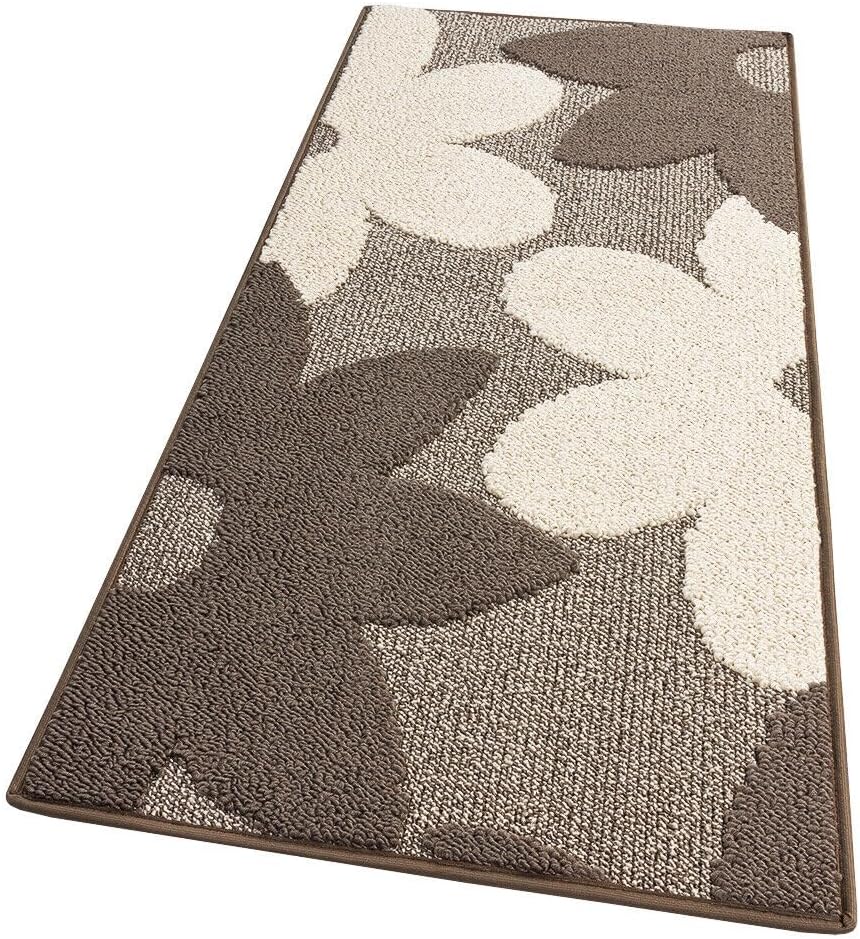 Dywan Kuchenny 50x135 cm Antypoślizgowa 100% Made in Italy Zmywalny Nowoczesny Kwiaty 3D Beżowy