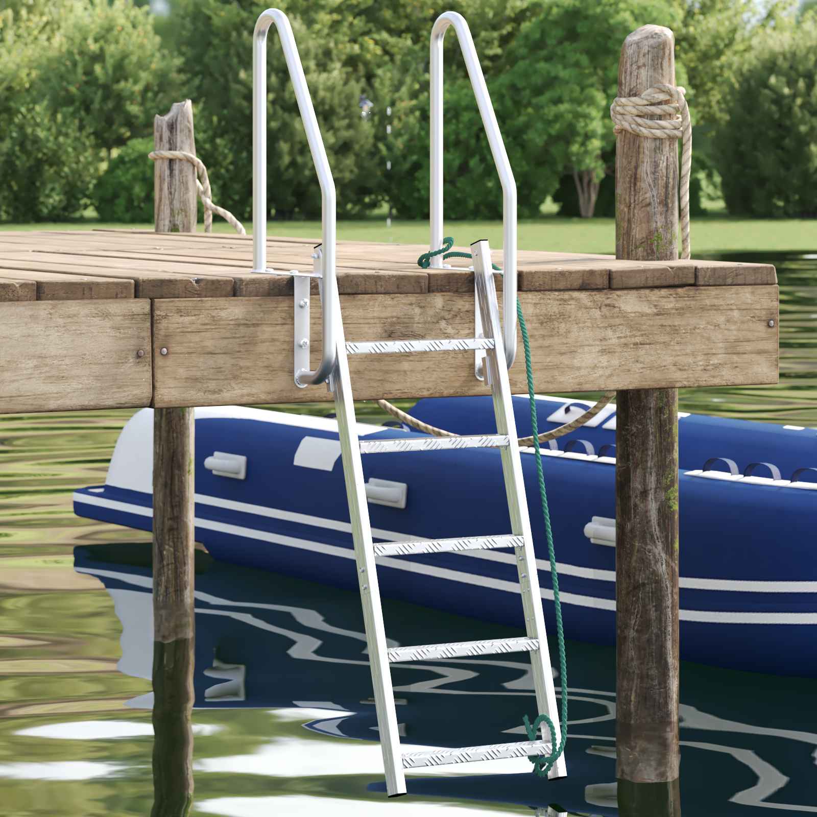 Escalera de muelle de 5 peldaños plateado 58 x 77 x 191 cm vidaxl
