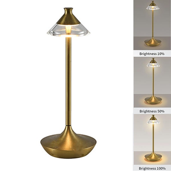 Miedziana lampa stołowa dotykowa, bezprzewodowa lampka LED, lampka nocna do sypialni, 3 poziomy regulacji, 2700K, kształt strzały, ładowalna