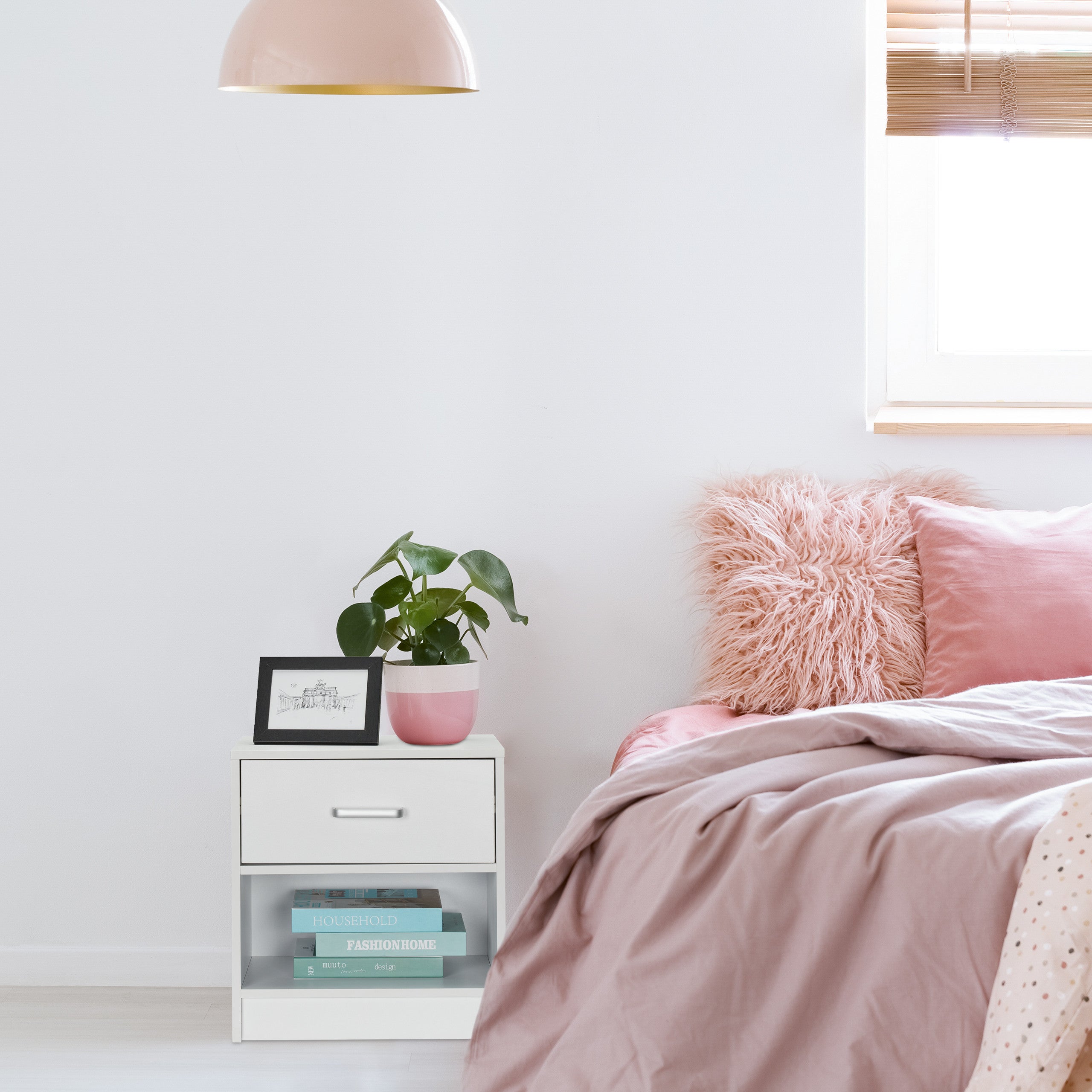 Rekaxdays Table De Chevet, Lot De 2, Deux Tiroirs Spacieux, H X L X P