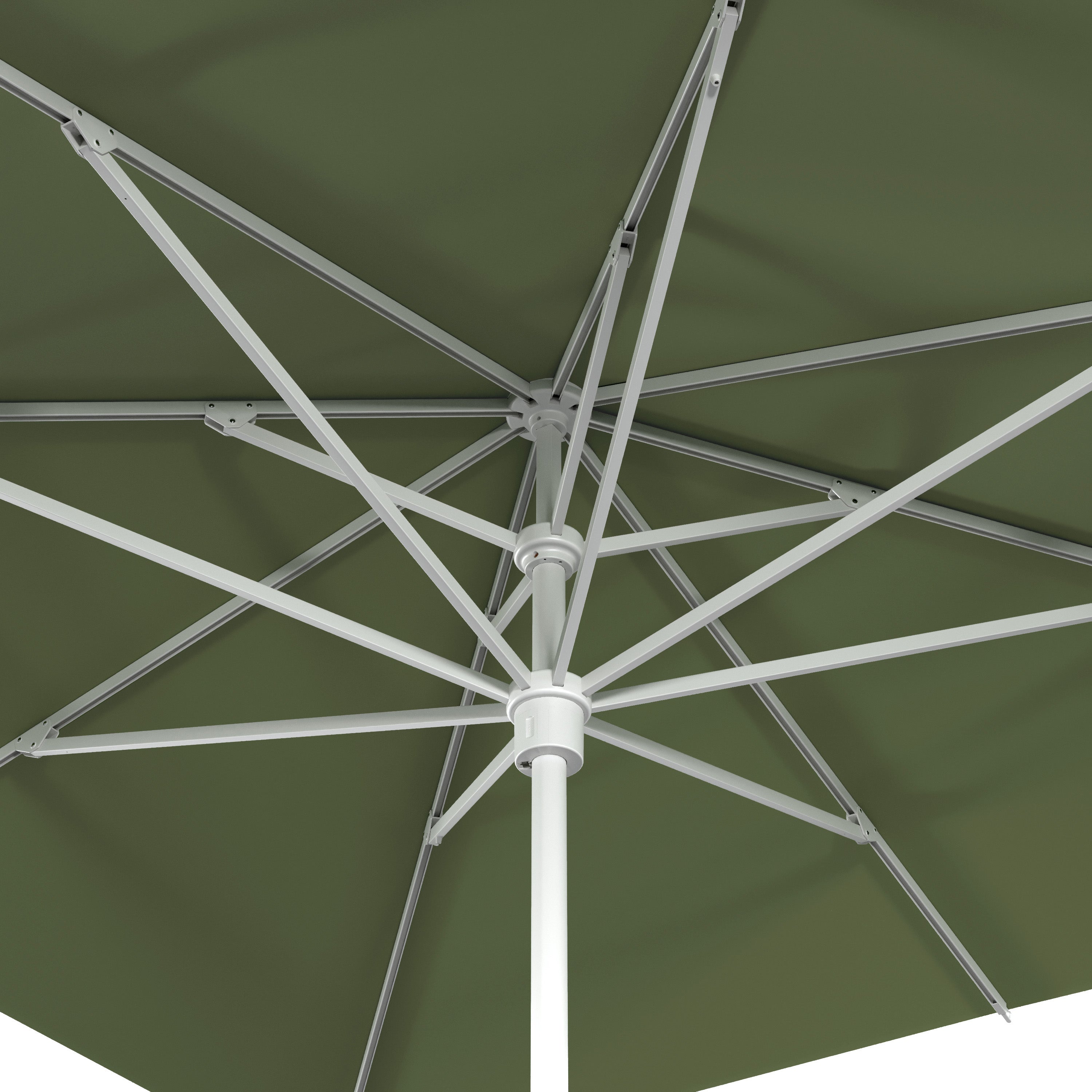 IASO Basics Sintra – Parasol carré 4x4, toile verte, structure blanche - 4