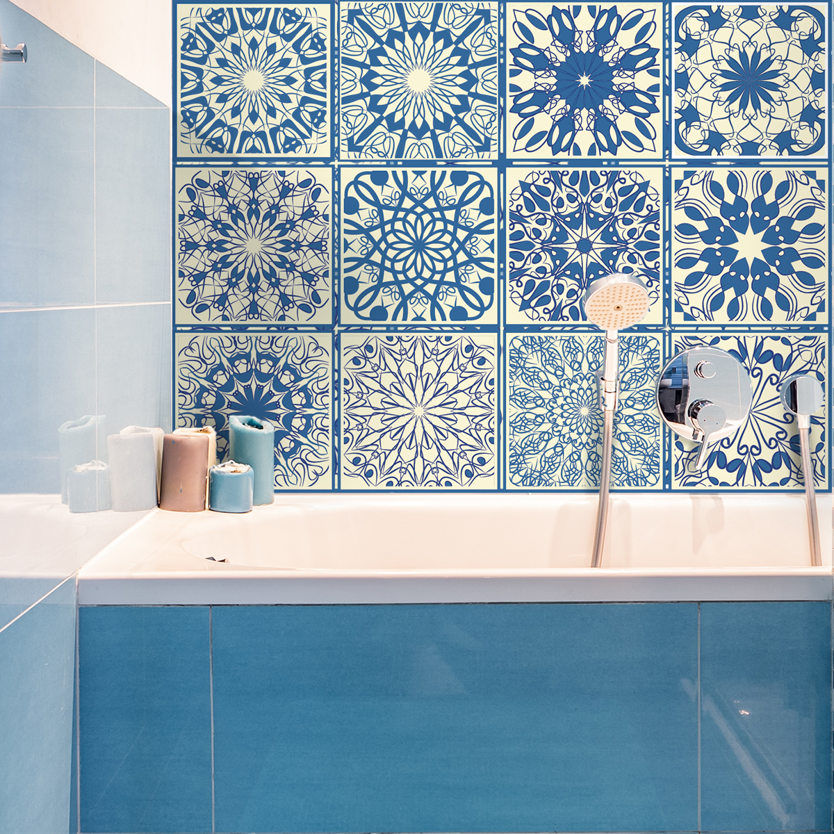 12 vinilo baldosas azulejos edoardo - adhesivo de pared - revestimiento sticker mural decorativo - 12stickers15x15cm