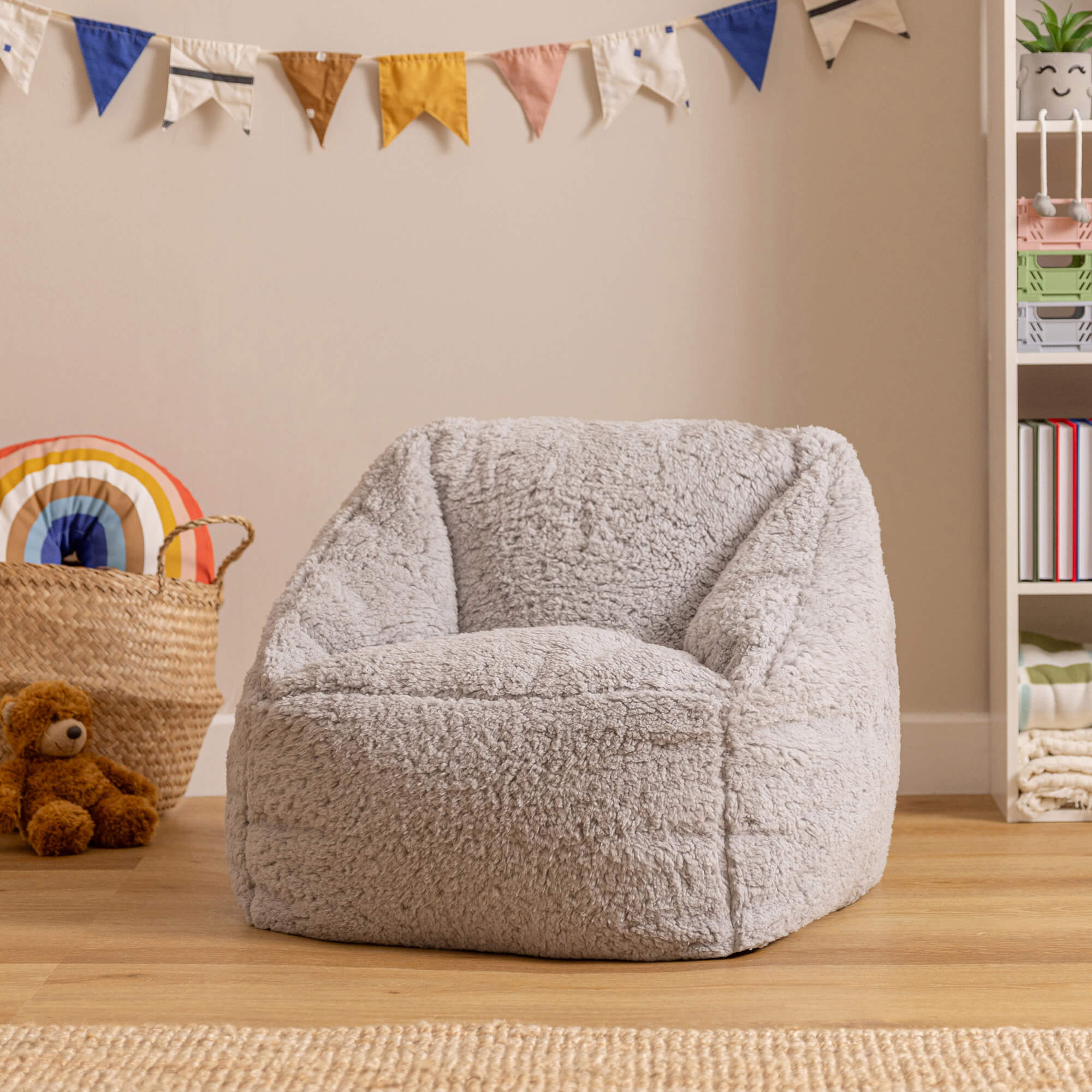 Pouf fauteuil enfant Icon polaire gris clair, chambre, salon, 55x55cm Oeko-Tex® - 2