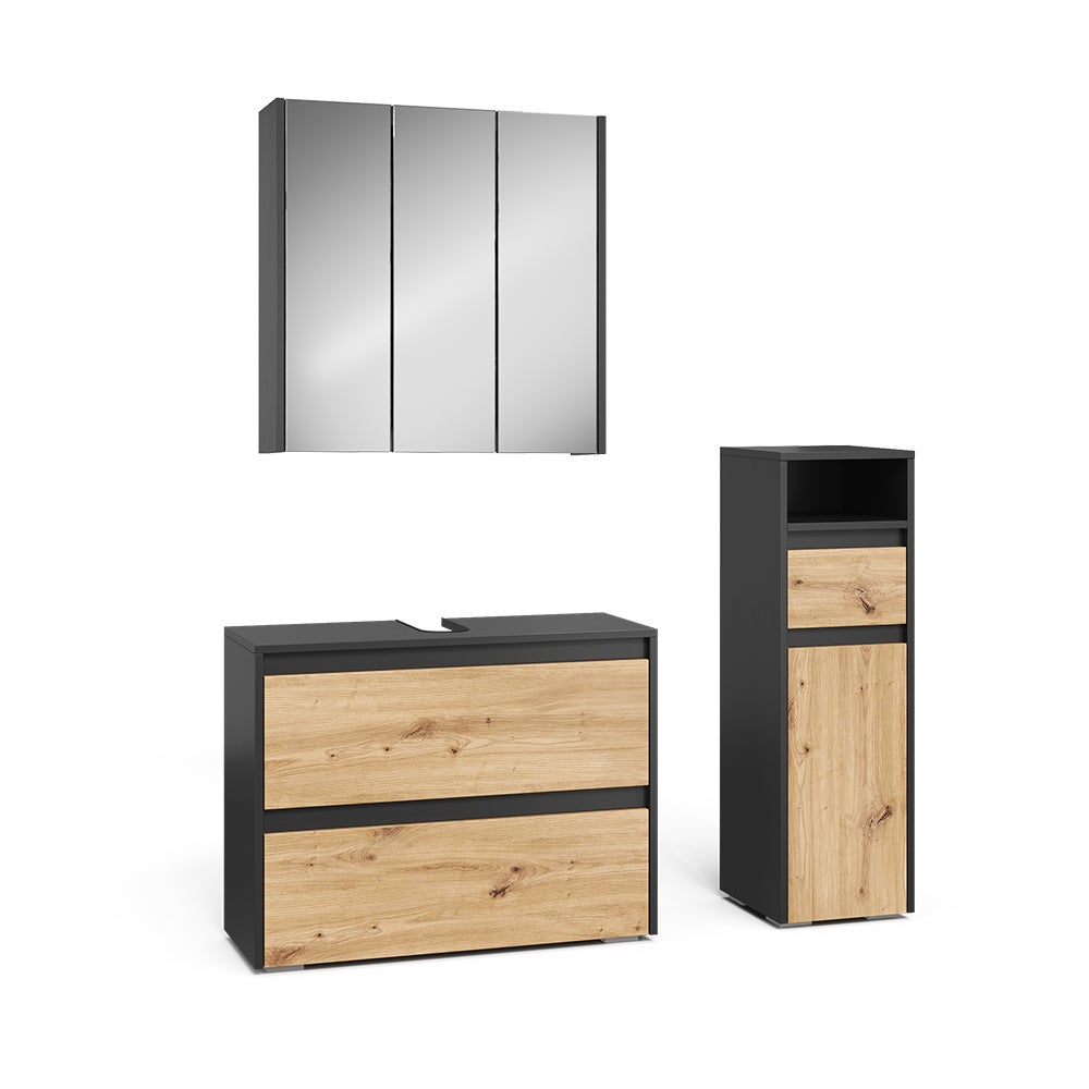 Vicco Zestaw mebli łazienkowych Majest, Antracyt/Artisan, 3 części
