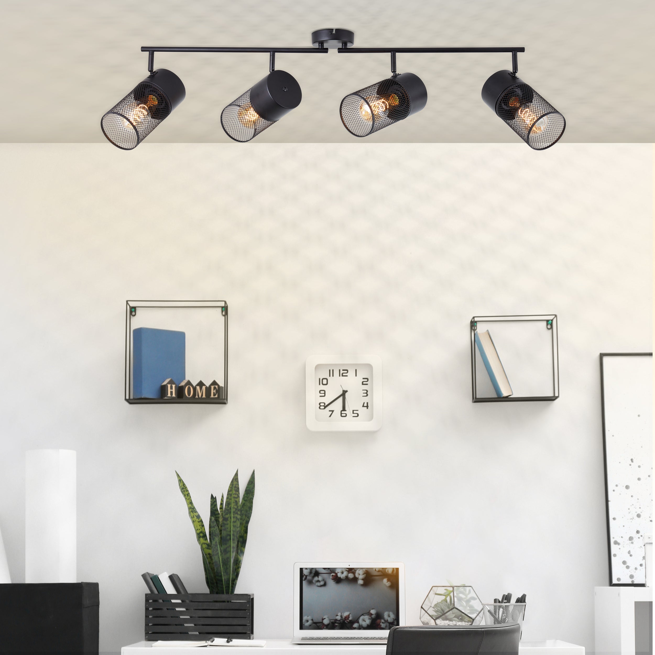 Spot Brilliant Kamolo 4-płomienny czarny matowy, metal, 4x A60, E27, 40 W - 6