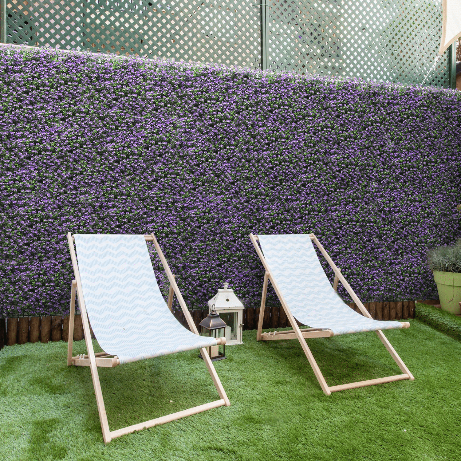 Bonerva | Jardín Vertical Artificial Lavanda | Pack 1m² (4 piezas 50x50cm)| Planta artificial decoración oficina, hotel, restaurante - 3