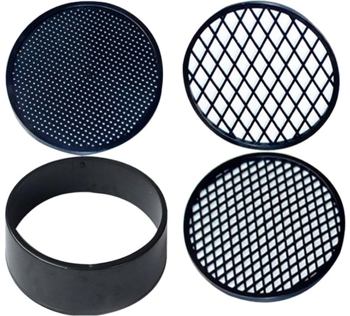 Regulowane plastikowe sito ogrodowe, okrągłe, czarne, 4 w 1, do kompostu i piasku, 11 cm, do roślin ogrodowych
