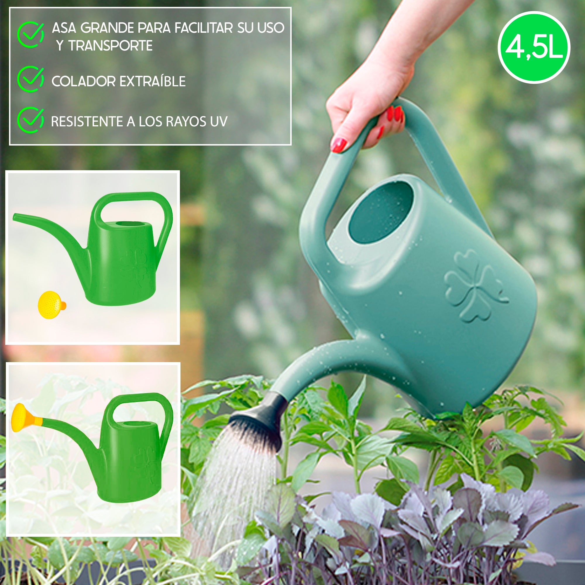 Annaffiatoio da giardino 4,5L Prosperplast Koni in colore verde - 2