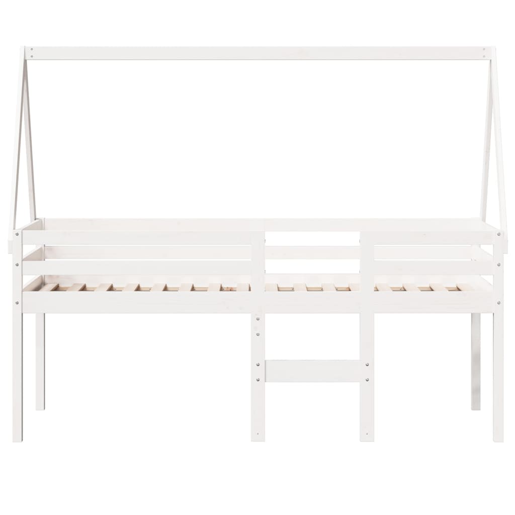 Lit haut avec toit, bois de pin blanc massif, 75x190 cm — COMFORTXL - 4