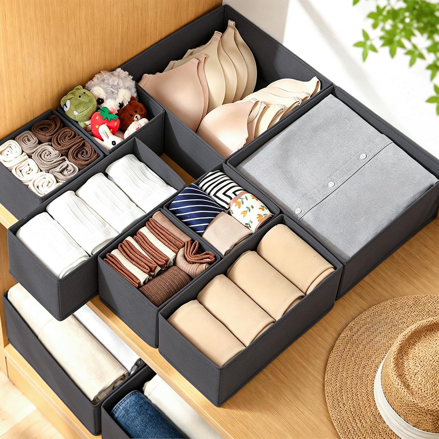 Lot de 8 Organisateur Tiroir Vetement Rangement Vetement Dressing ...
